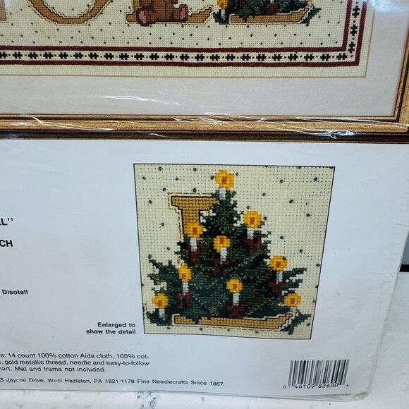 Vtg Bucilla Counted Cross Stitch Kit Festive Noel 8x20 Christmas Tree Santa - Picture 5 of 11